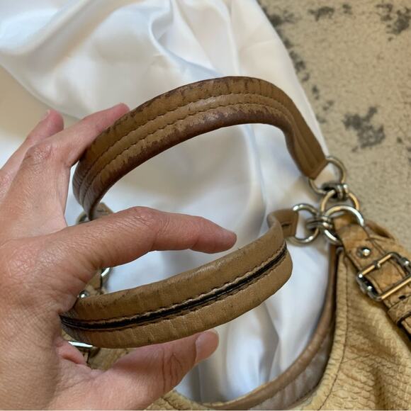 Coach Light Tan Leather Snake Print Shoulder Hobo Bag - Picture 4 of 14